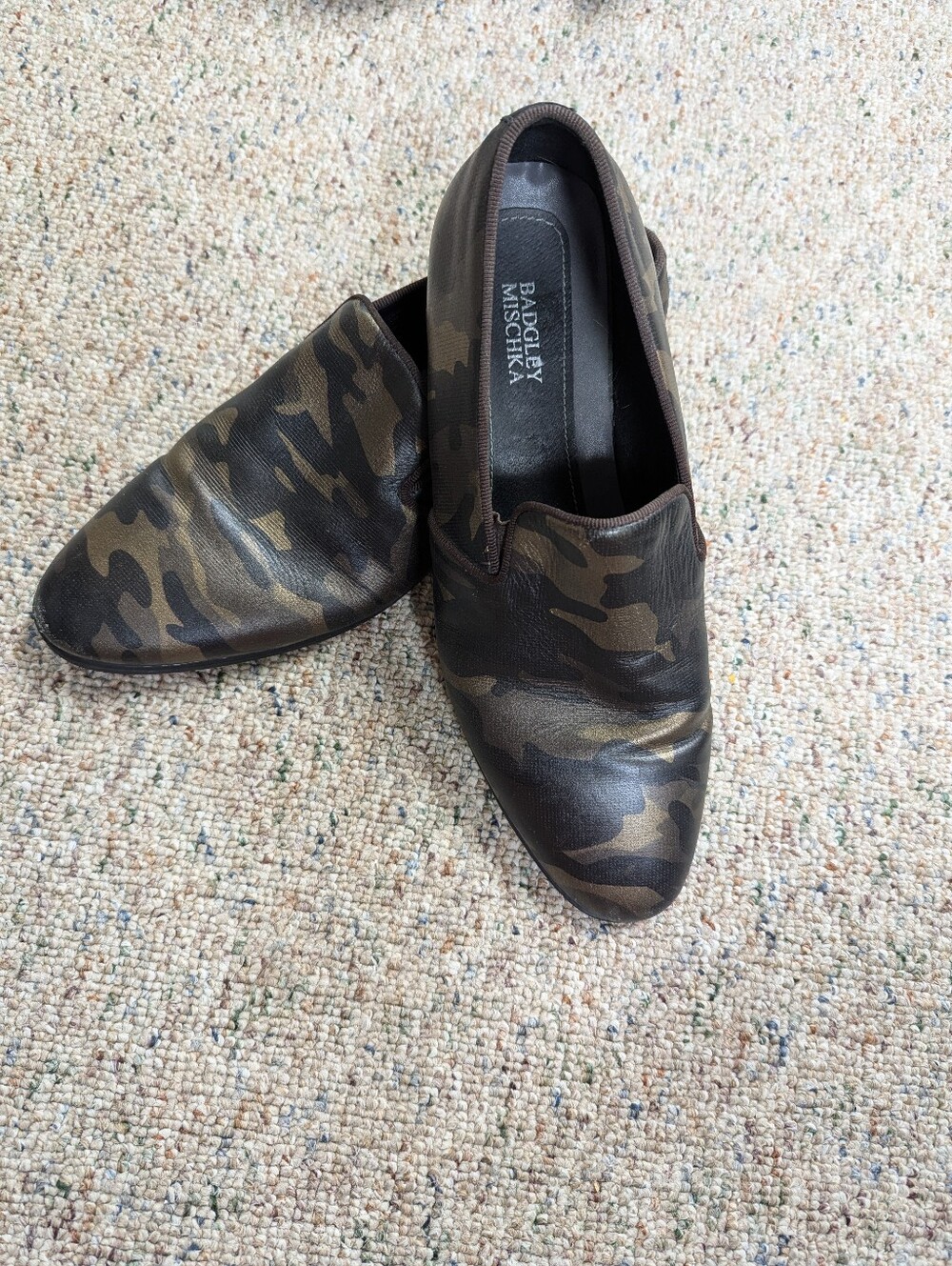 Badgley Mischka Men’s Camouflage Slip-On Dress Shoes - Brown/Black
